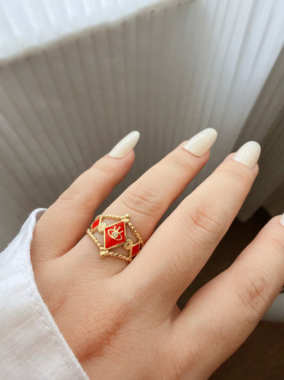 Evil Eye Enamel Adjustable Ring