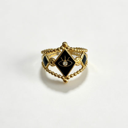 Evil Eye Enamel Adjustable Ring