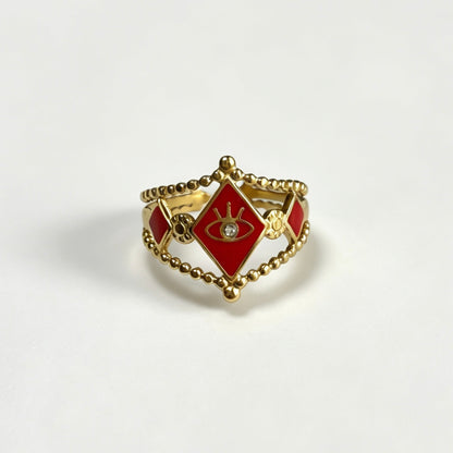 Evil Eye Enamel Adjustable Ring