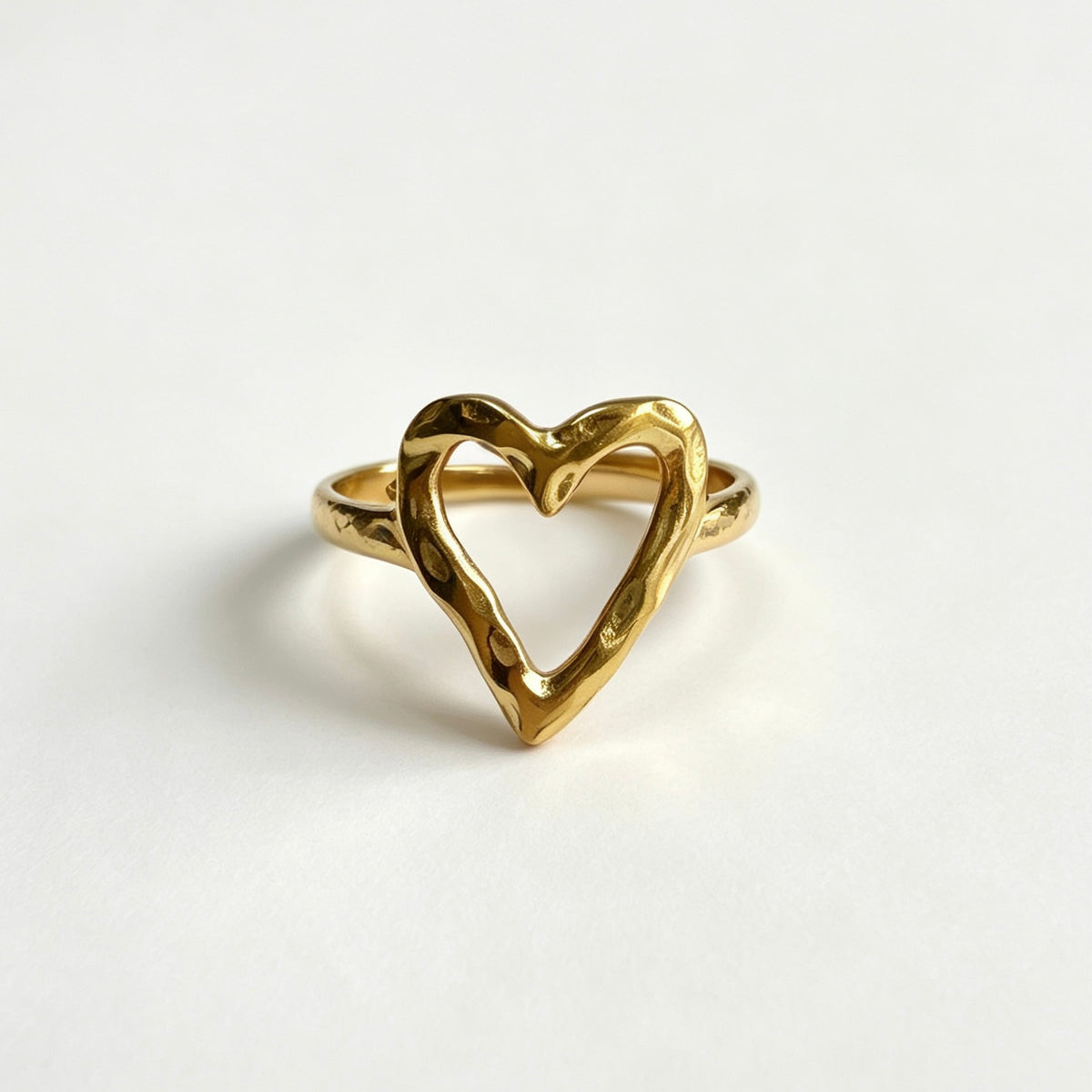 Open Hammered Heart Ring