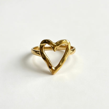 Open Hammered Heart Ring