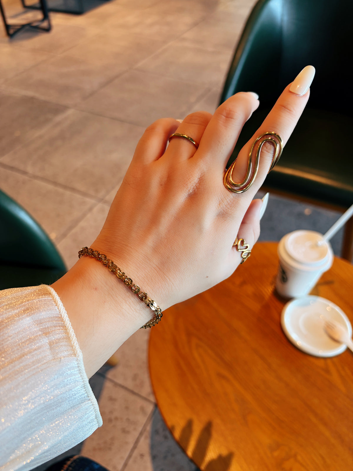 S-Shape Wave Open Long Ring
