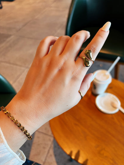 Double Waterdrop Open Ring