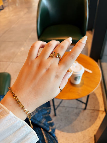 Double Heart Open Ring