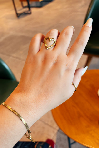 Open Hammered Heart Ring