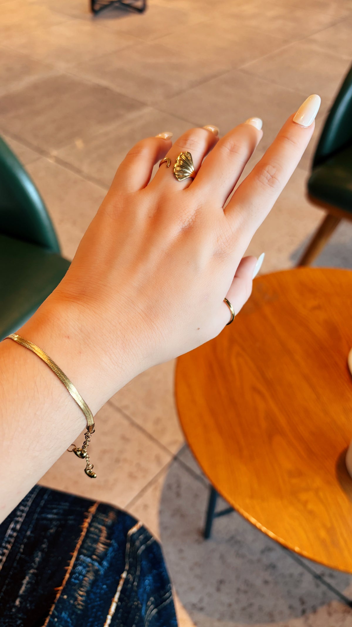 Gold Ginkgo Leaf Open Ring