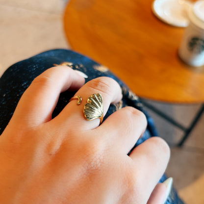 Gold Ginkgo Leaf Open Ring