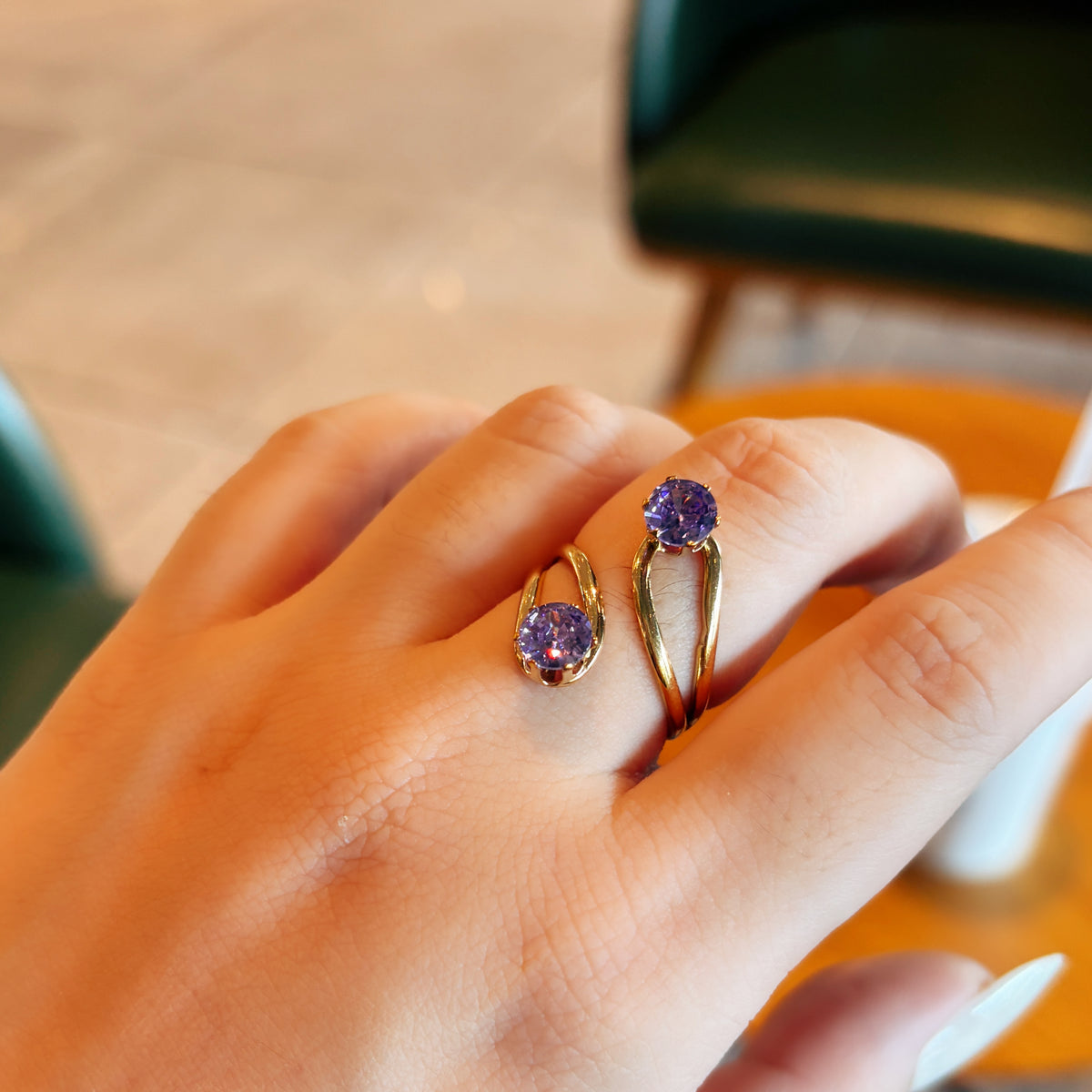 Two-Stone CZ Bypass Ring