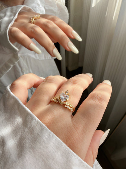 Heart CZ Tiara Ring
