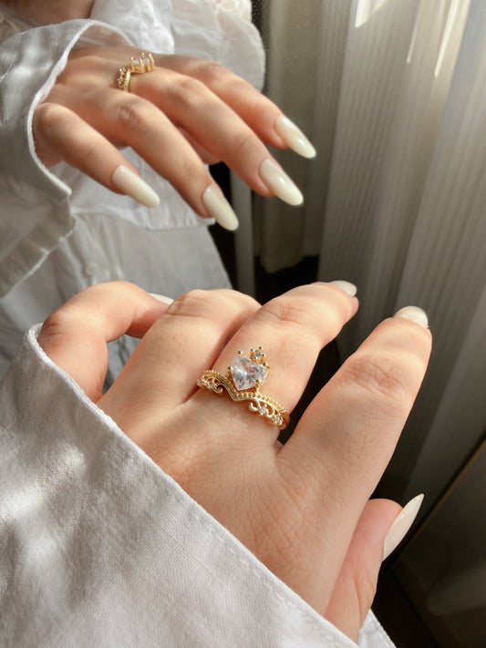 Heart CZ Tiara Ring