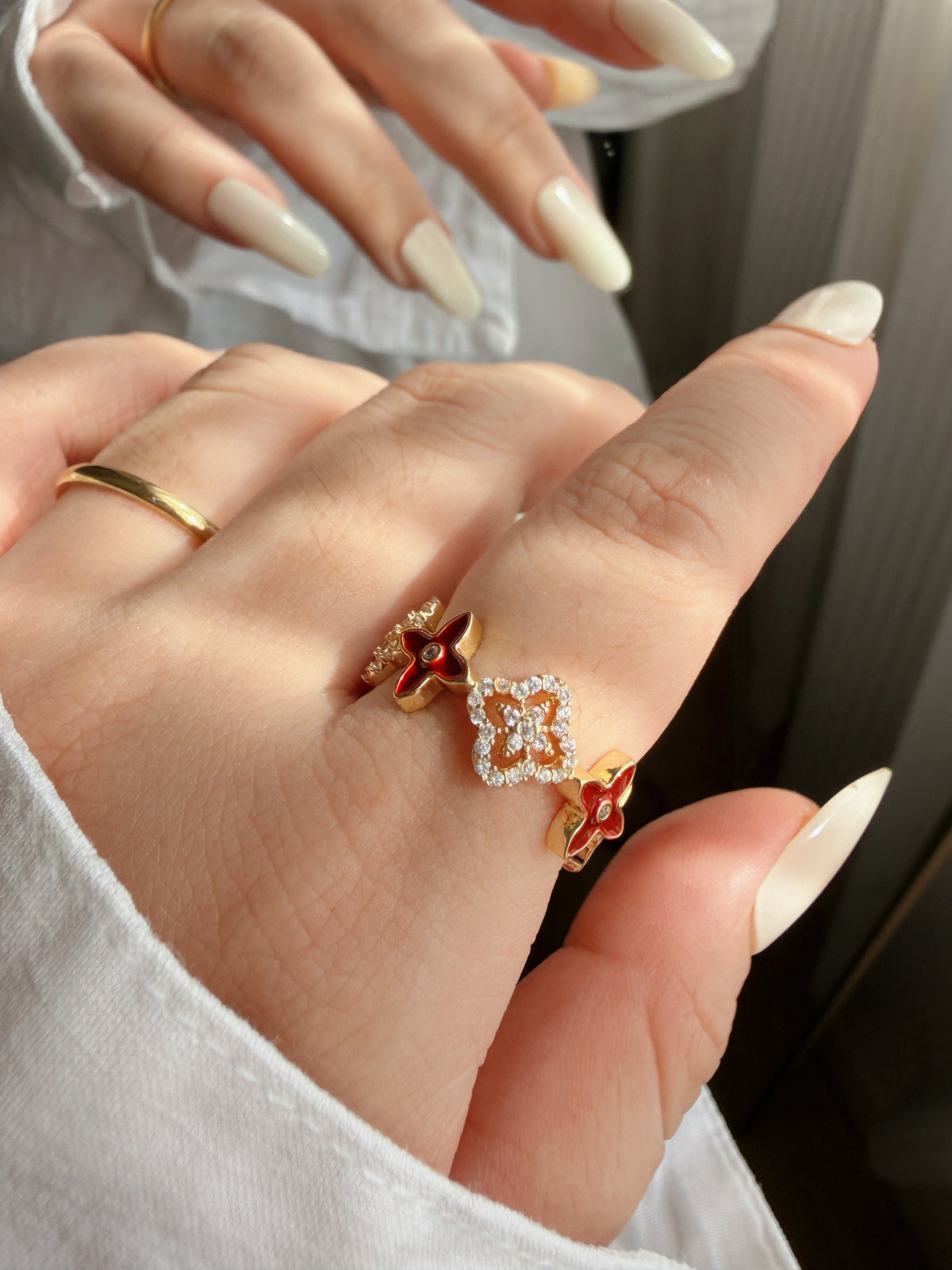 Floral Enamel Stainless Steel Ring