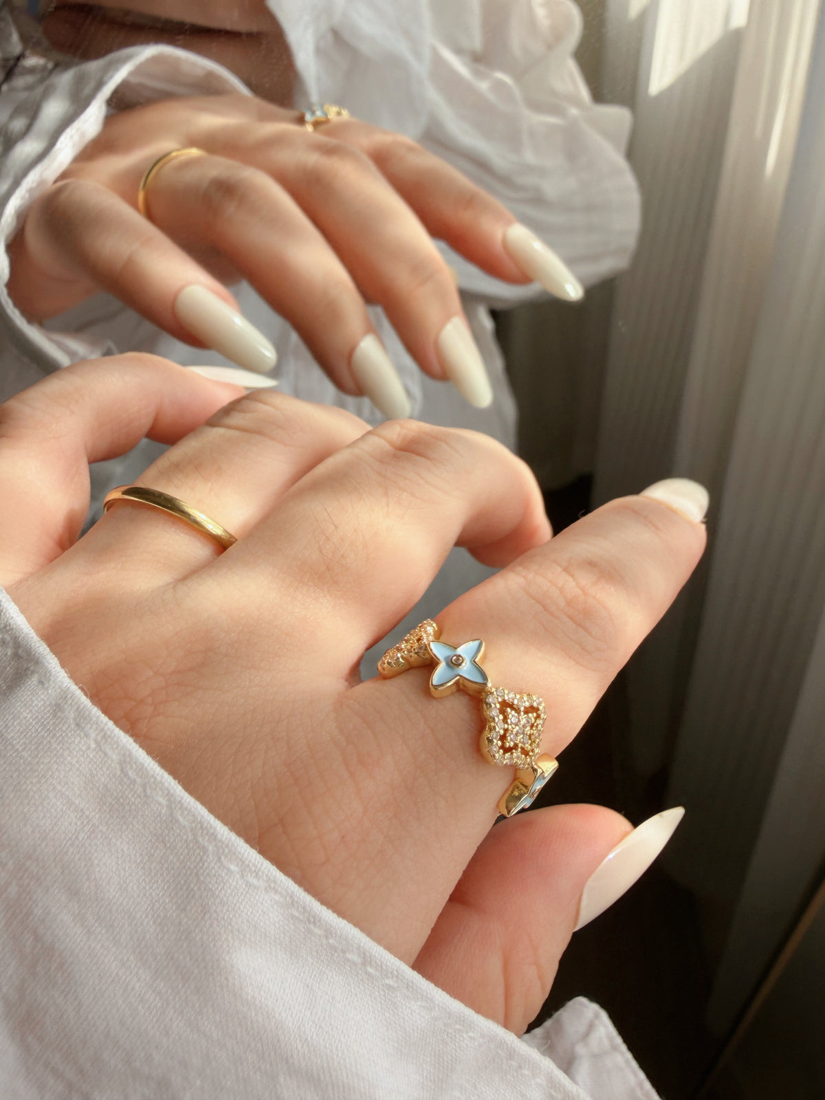 Floral Enamel Stainless Steel Ring