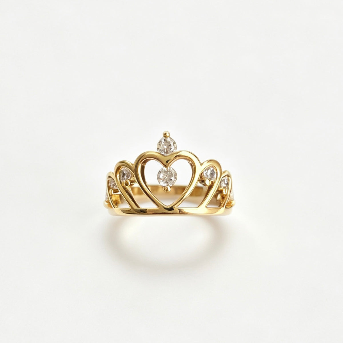 Steel Heart Crown CZ Ring