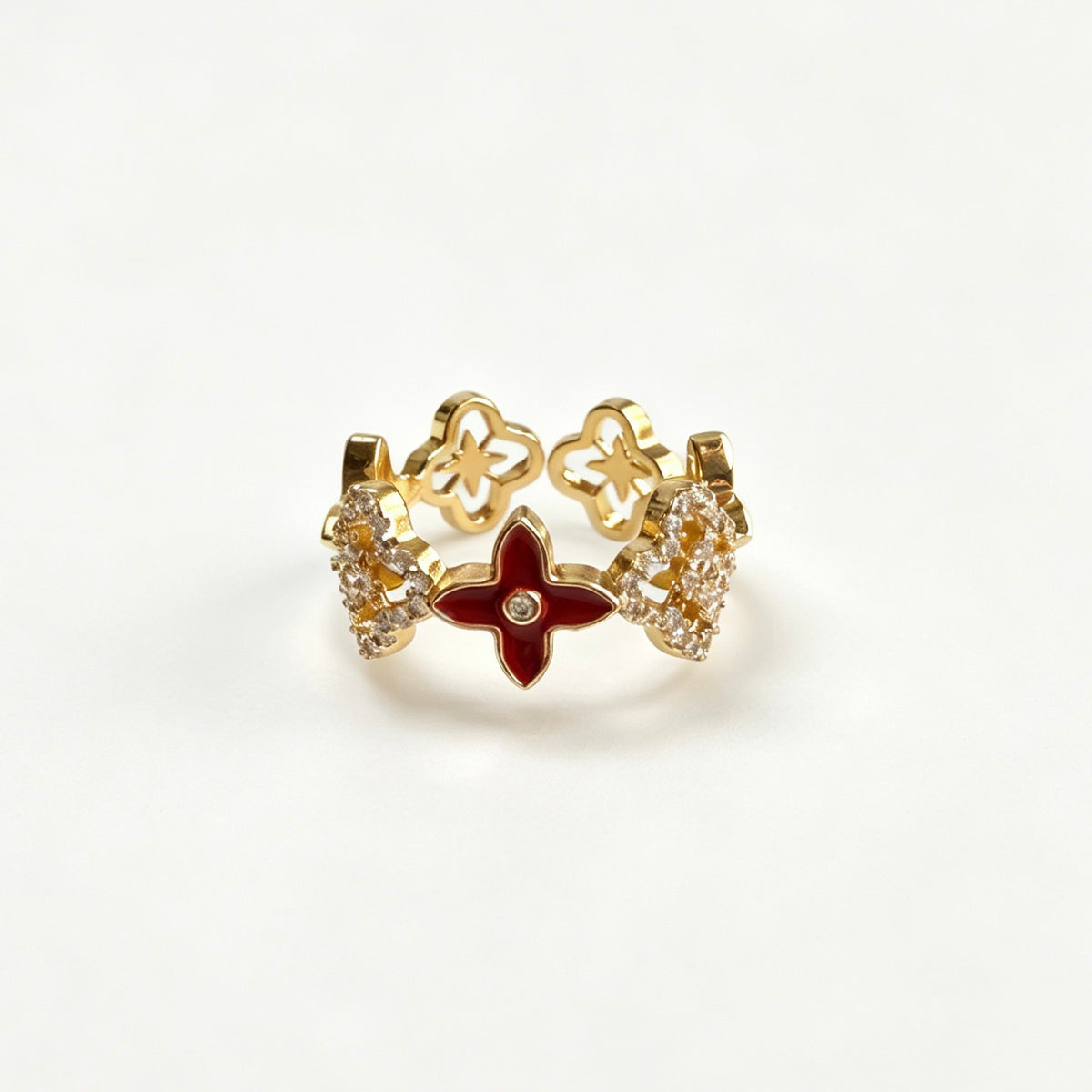 Floral Enamel Stainless Steel Ring