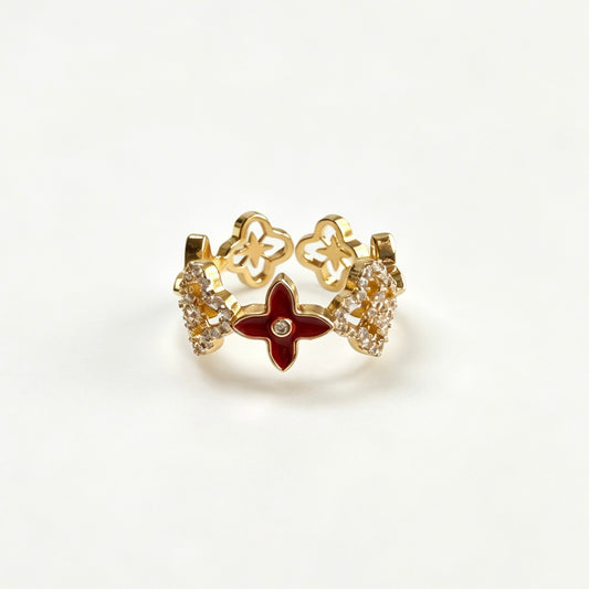 Floral Enamel Stainless Steel Ring