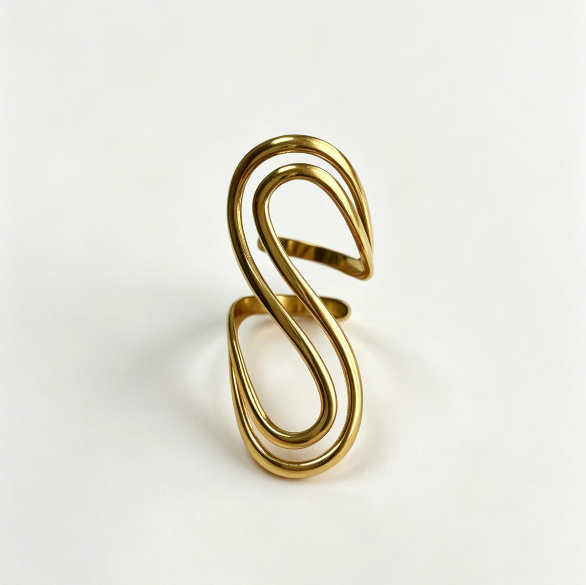 S-Shape Wave Open Long Ring