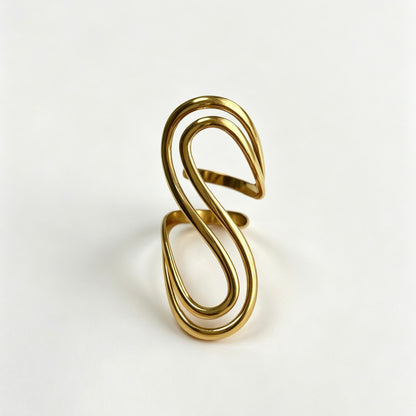 S-Shape Wave Open Long Ring