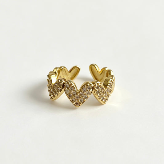 Pave Heart Open Ring
