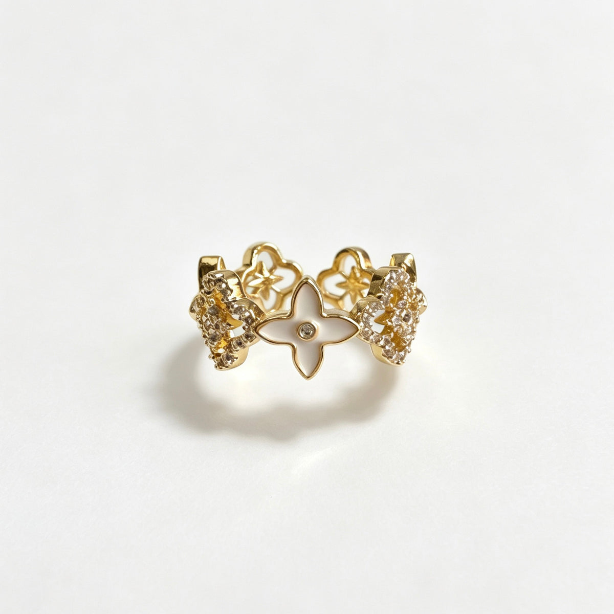 Floral Enamel Stainless Steel Ring