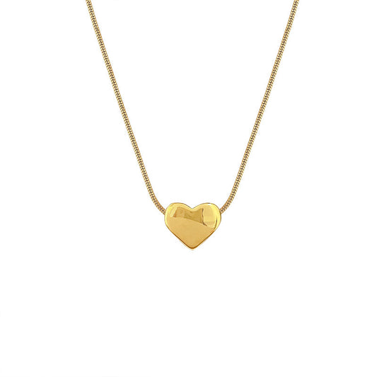 Titanium Steel Gold Plated Minimalist Heart Pendant Necklace