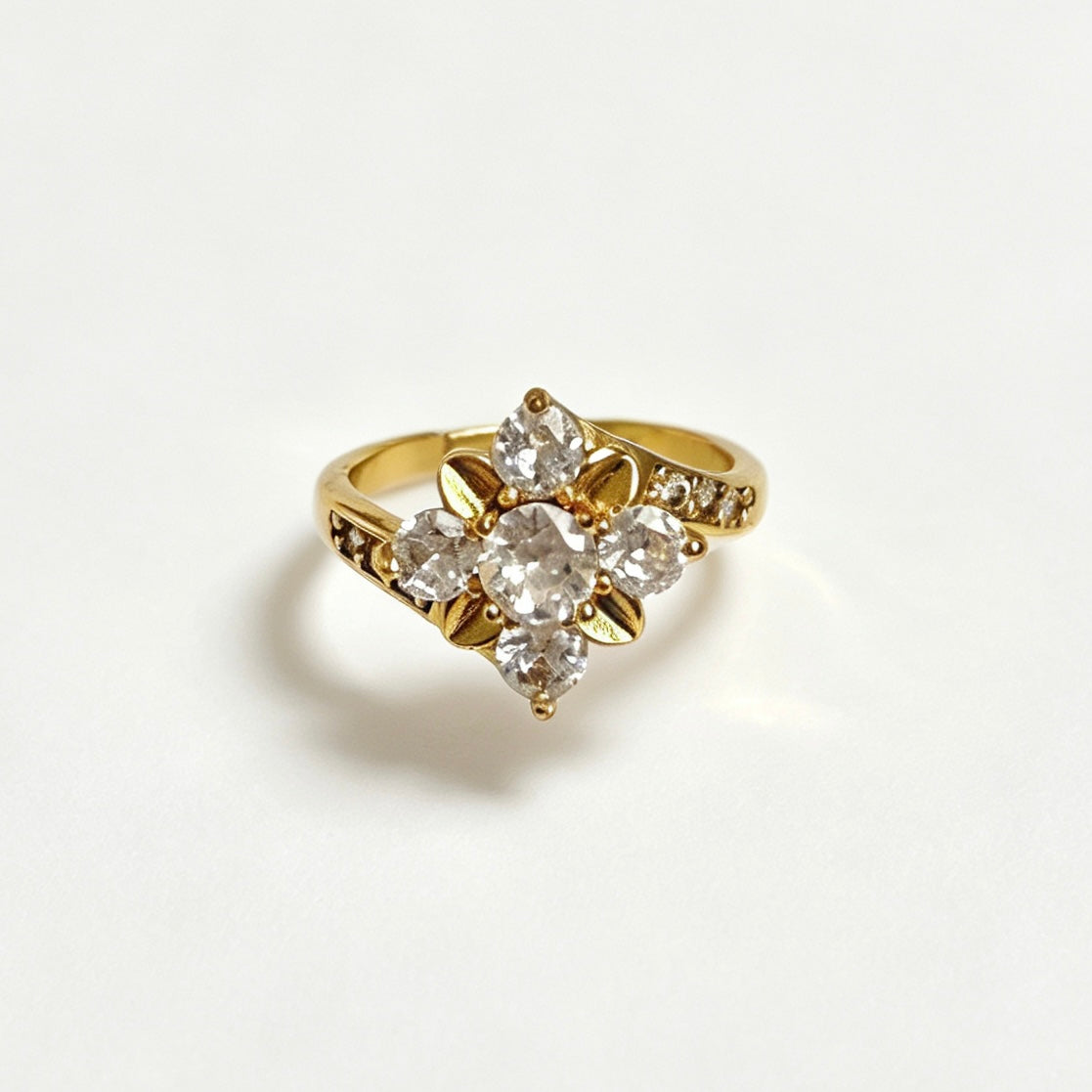 Gold Cluster Zircon Open Ring