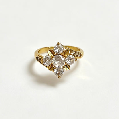 Gold Cluster Zircon Open Ring