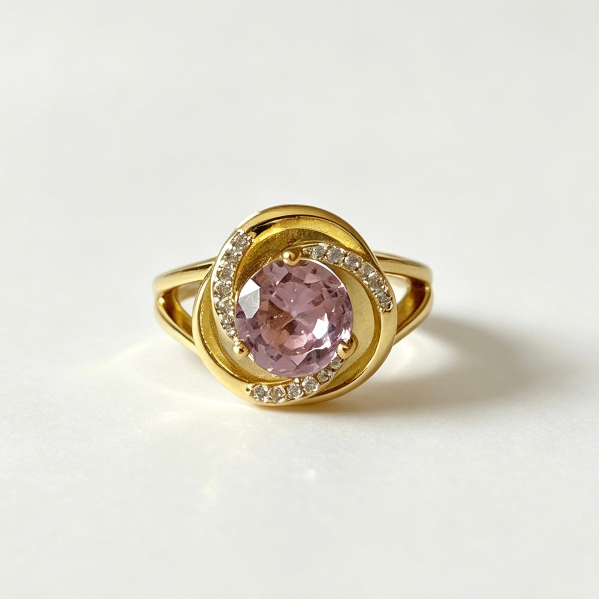 Pink Zircon Swirl Open Ring
