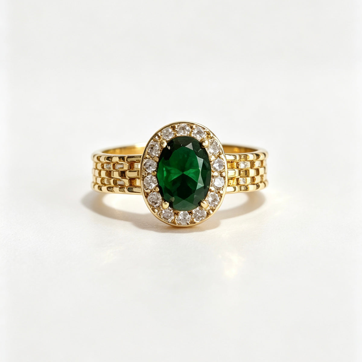 Green Zircon Watchband Open Ring