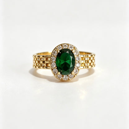 Green Zircon Watchband Open Ring