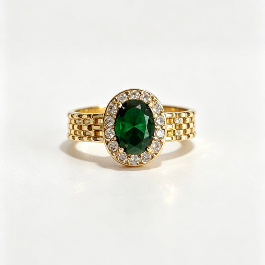 Green Zircon Watchband Open Ring